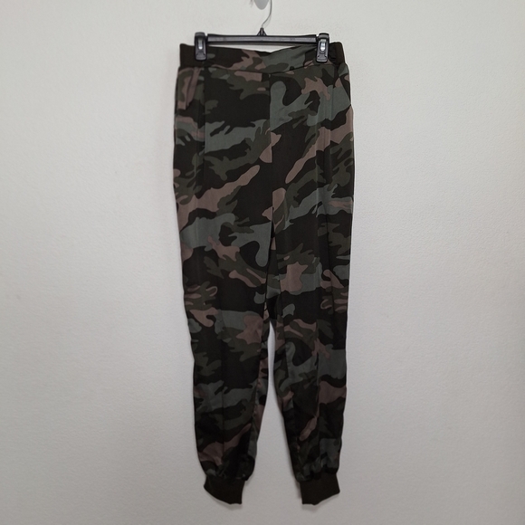 Mittoshop Green Tan Camo Grunge Outdoor High Rise Pull On Jogger Pants Size L - Picture 1 of 9